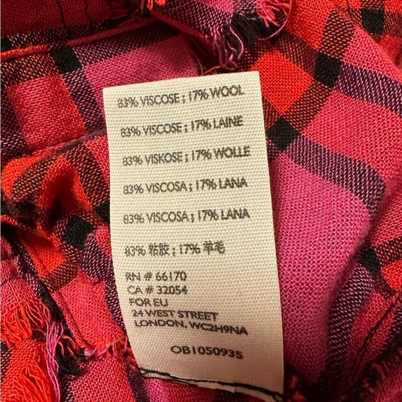 Free People Pink Red Combo Plaid Ruched Sleeve Pacific Dawn Blouse - Picture 12 of 14